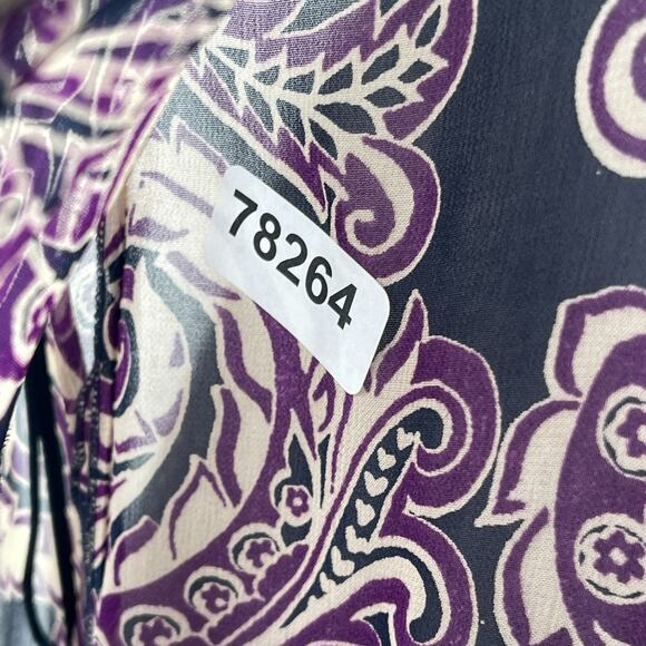 LUCKY BRAND Top Womens M Paisley Popover Chiffon Tunic Blouse Pullover Purple - Picture 12 of 12